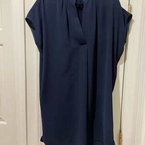 Vince Blue Cap Sleeve with Mandarin Collar
